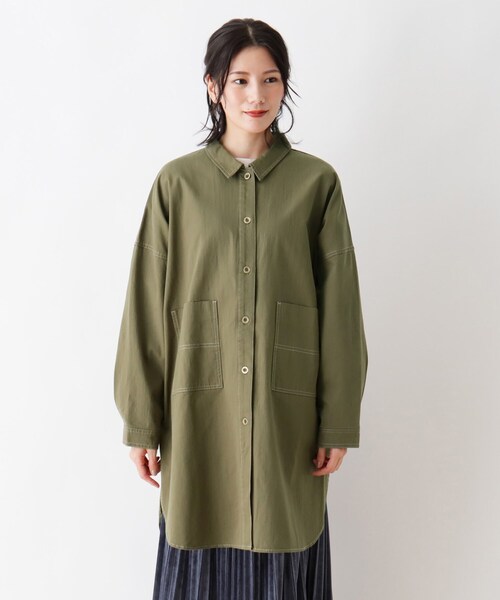 SHOO・LA・RUE（シューラルー）の「◆ポケット付きカバーオール（ブルゾン・レディース・カーキ/ブラウン系/ベージュ・00）」の4枚目の写真