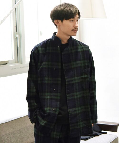 SHIPS Days（シップスデイズ）の「SHIPS Days: シャギーネル チェック ホスピタル シャツジャケット（カバーオール・メンズ・ネイビー・MEDIUM/LARGE）」の7枚目の写真