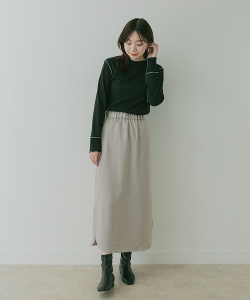 KBF+(ケービーエフプラス)の「KBF+ サテンストレートスカート∴(スカート・レディース・ライトグレー/ライトブルー/ブラウン・ONE)」の19枚目の写真