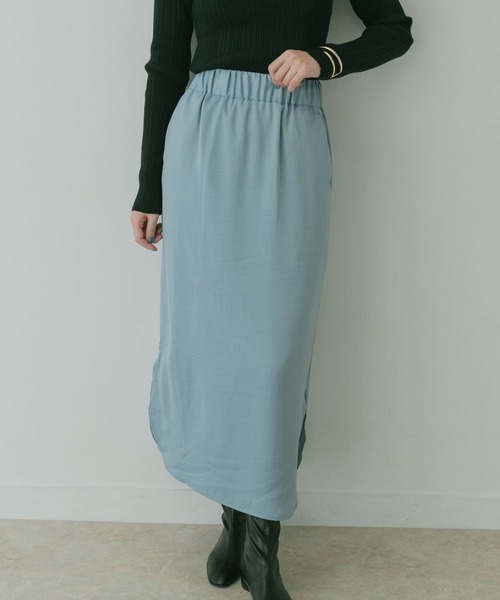 KBF+(ケービーエフプラス)の「KBF+ サテンストレートスカート∴(スカート・レディース・ライトグレー/ライトブルー/ブラウン・ONE)」の14枚目の写真