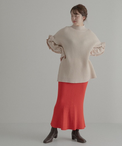 LAATO(ラート)の「FRILL LOVE KNIT(ニット/セーター・レディース・オフホワイト/ブラック・FREE)」の11枚目の写真