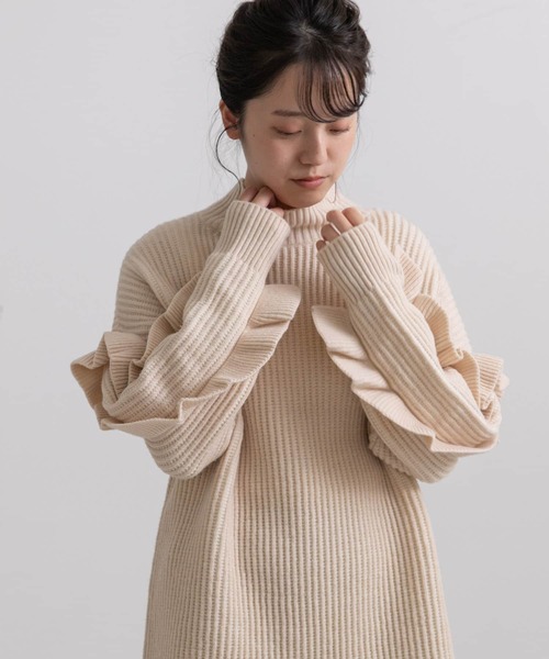 LAATO(ラート)の「FRILL LOVE KNIT(ニット/セーター・レディース・オフホワイト/ブラック・FREE)」の18枚目の写真