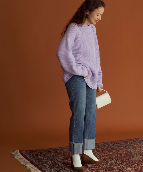 ハイネックふわっとタッチニット