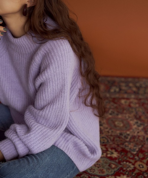 ハイネックふわっとタッチニット