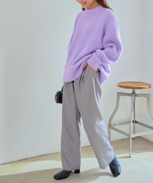 titivate（ティティベイト）の「ﾊｲﾈｯｸふわっとﾀｯﾁﾆｯﾄ（ニット/セーター・レディース・ライトブルー/パープル/アイボリー/ブラウン/グリーン/オフホワイト/ライトグレー/レッド/キャメル・M/S）」の13枚目の写真