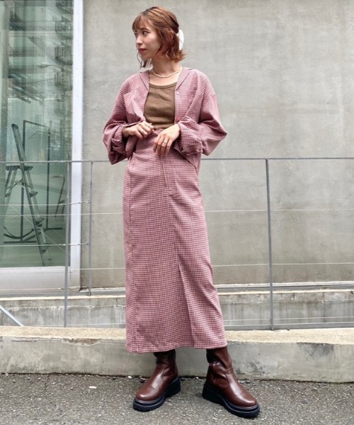 Kastane（カスタネ）の「【SETUP対応】SETUP ギンガムサッカースカート（スカート・レディース・ブラウン/ピンク/グリーン・FREE）」の13枚目の写真