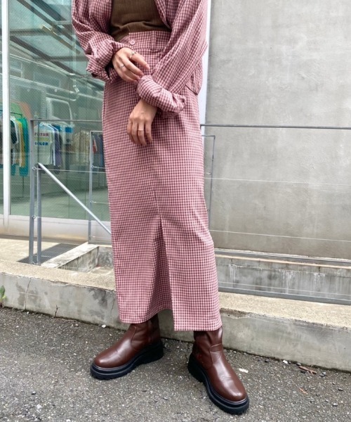 Kastane（カスタネ）の「【SETUP対応】SETUP ギンガムサッカースカート（スカート・レディース・ブラウン/ピンク/グリーン・FREE）」の14枚目の写真