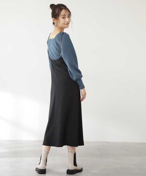 N.(N. Natural Beauty Basic)(エヌエヌナチュラルビューティーベーシック)の「◆スクエアネックパフスリーブニット(ニット/セーター・レディース・オフホワイト/チャコールグレー/ブルー・MEDIUM)」の11枚目の写真