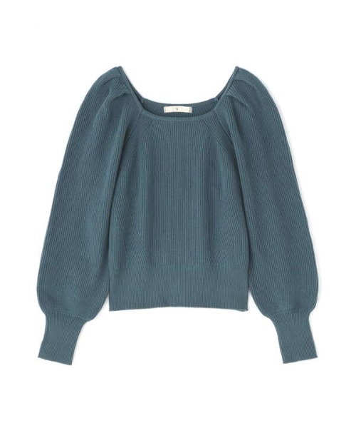 N.(N. Natural Beauty Basic)(エヌエヌナチュラルビューティーベーシック)の「◆スクエアネックパフスリーブニット(ニット/セーター・レディース・オフホワイト/チャコールグレー/ブルー・MEDIUM)」の14枚目の写真