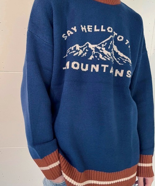 WESTBOY（ウエストボーイ）の「【WB ORIGINALS】Jaguard Drop Shoulder Knit Sweater WO21W3TP16（ニット/セーター・メンズ・ブルー/ホワイト・XL/L/M）」の2枚目の写真