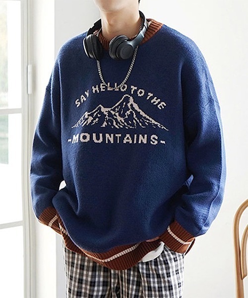 WESTBOY（ウエストボーイ）の「【WB ORIGINALS】Jaguard Drop Shoulder Knit Sweater WO21W3TP16（ニット/セーター・メンズ・ブルー/ホワイト・XL/L/M）」の3枚目の写真