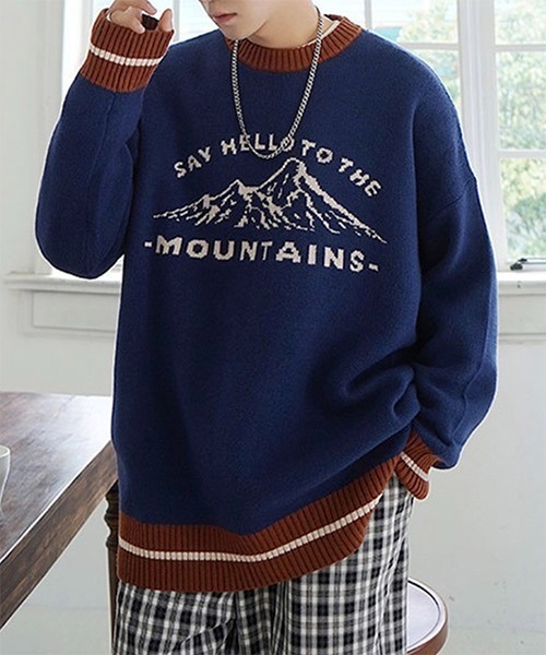 WESTBOY（ウエストボーイ）の「【WB ORIGINALS】Jaguard Drop Shoulder Knit Sweater WO21W3TP16（ニット/セーター・メンズ・ブルー/ホワイト・XL/L/M）」の4枚目の写真