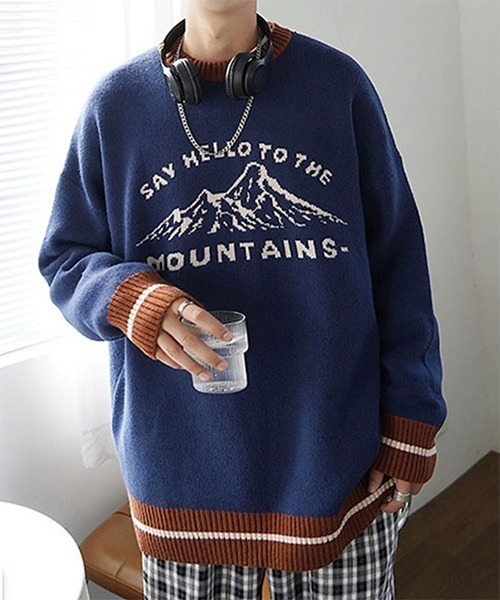 WESTBOY（ウエストボーイ）の「【WB ORIGINALS】Jaguard Drop Shoulder Knit Sweater WO21W3TP16（ニット/セーター・メンズ・ブルー/ホワイト・XL/L/M）」の5枚目の写真