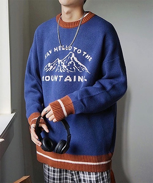 WESTBOY（ウエストボーイ）の「【WB ORIGINALS】Jaguard Drop Shoulder Knit Sweater WO21W3TP16（ニット/セーター・メンズ・ブルー/ホワイト・XL/L/M）」の7枚目の写真