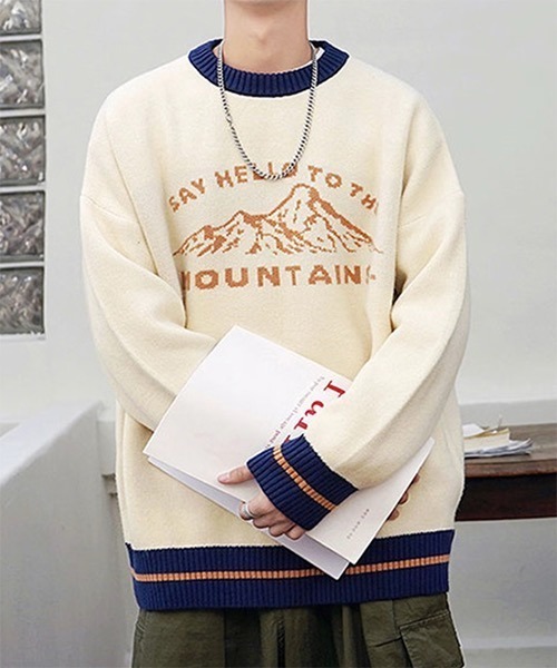 WESTBOY（ウエストボーイ）の「【WB ORIGINALS】Jaguard Drop Shoulder Knit Sweater WO21W3TP16（ニット/セーター・メンズ・ブルー/ホワイト・XL/L/M）」の13枚目の写真