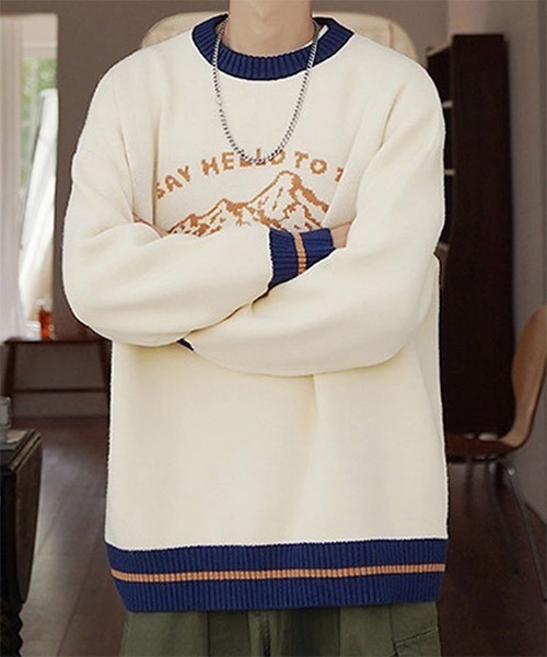 WESTBOY（ウエストボーイ）の「【WB ORIGINALS】Jaguard Drop Shoulder Knit Sweater WO21W3TP16（ニット/セーター・メンズ・ブルー/ホワイト・XL/L/M）」の19枚目の写真