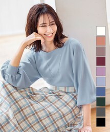 【洗える】大人可愛いボートネックパフ袖ニット