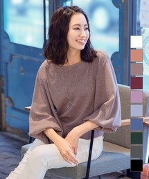 【洗える】大人可愛いボートネックパフ袖ニット