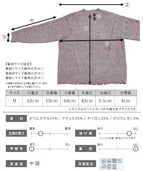 reca(レカ)の「フリンジダメージニットプルオーバー(ニット/セーター・レディース・チャコールグレー/モカ/ライトベージュ・M)」の6枚目の写真