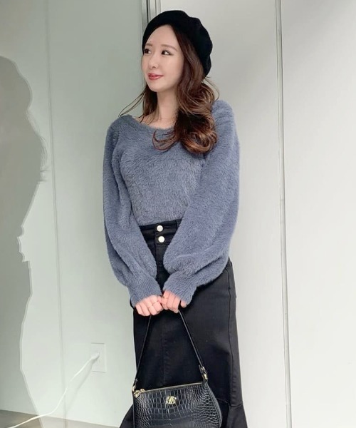 ROYAL PARTY（ロイヤルパーティー）の「シャギーニット（ニット/セーター・レディース・ベージュ/グレー/オフホワイト・FREE）」の2枚目の写真