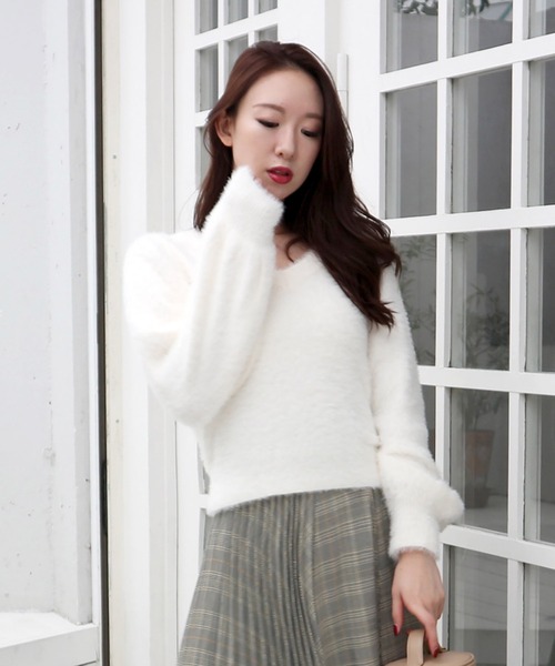 ROYAL PARTY（ロイヤルパーティー）の「シャギーニット（ニット/セーター・レディース・ベージュ/グレー/オフホワイト・FREE）」の7枚目の写真