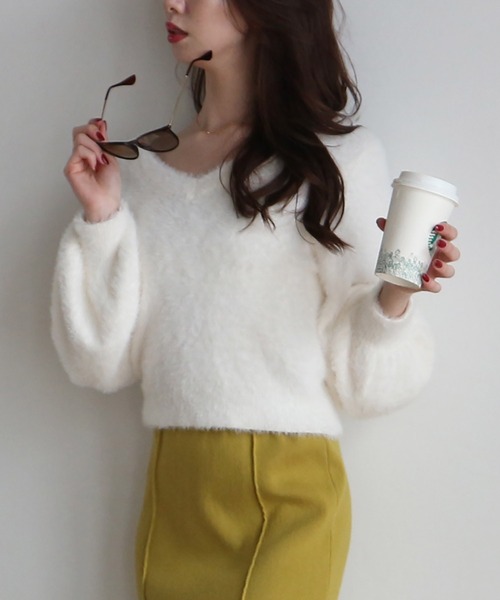 ROYAL PARTY（ロイヤルパーティー）の「シャギーニット（ニット/セーター・レディース・ベージュ/グレー/オフホワイト・FREE）」の10枚目の写真