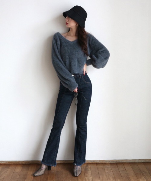 ROYAL PARTY（ロイヤルパーティー）の「シャギーニット（ニット/セーター・レディース・ベージュ/グレー/オフホワイト・FREE）」の16枚目の写真