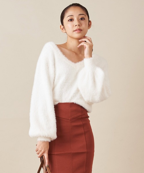 ROYAL PARTY（ロイヤルパーティー）の「シャギーニット（ニット/セーター・レディース・ベージュ/グレー/オフホワイト・FREE）」の9枚目の写真