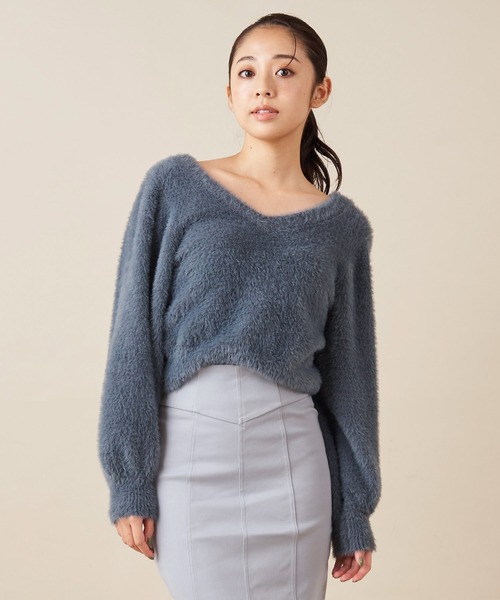 ROYAL PARTY（ロイヤルパーティー）の「シャギーニット（ニット/セーター・レディース・ベージュ/グレー/オフホワイト・FREE）」の6枚目の写真