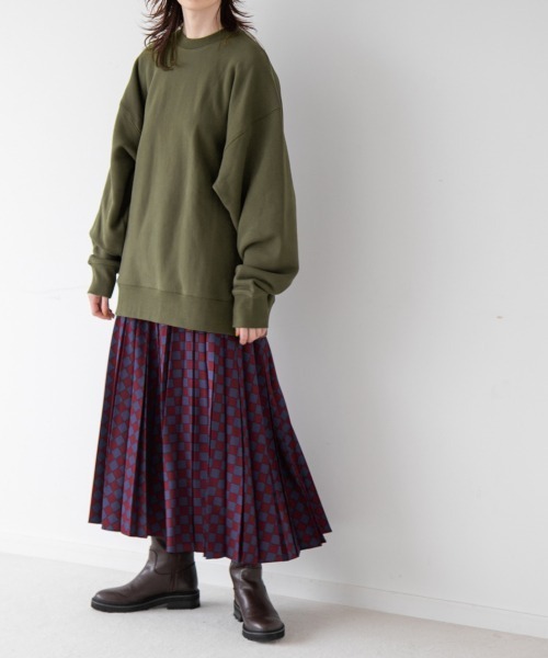 yuw（ユウ）の「PRINT PLEATED SKIRT　238240（スカート・レディース・ベージュ/ネイビー/ブラウン/ボルドー・FREE）」の14枚目の写真