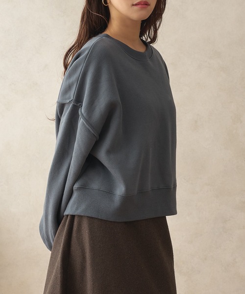 fupel（フぺル）の「ボリュームショートスウェット（スウェット・レディース・オートミール/グレイッシュベージュ/グレイッシュブルー・SMALL/MEDIUM）」の6枚目の写真