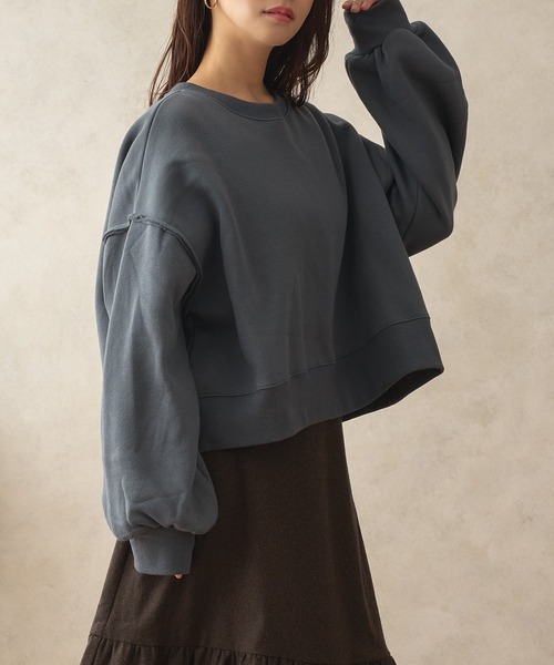 fupel（フぺル）の「ボリュームショートスウェット（スウェット・レディース・オートミール/グレイッシュベージュ/グレイッシュブルー・SMALL/MEDIUM）」の12枚目の写真