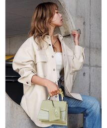 レザーライクシャツジャケット