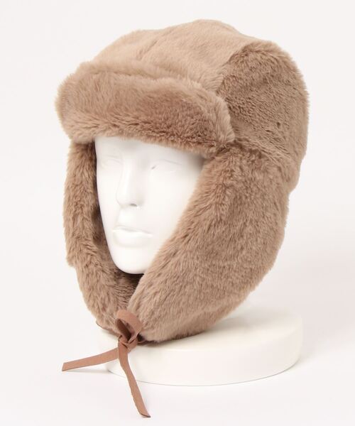 Samansa Mos2（サマンサ モスモス）の「エコファーフライトキャップ（キャップ・レディース・オフホワイト/モカ・ﾌﾘ-）」の4枚目の写真