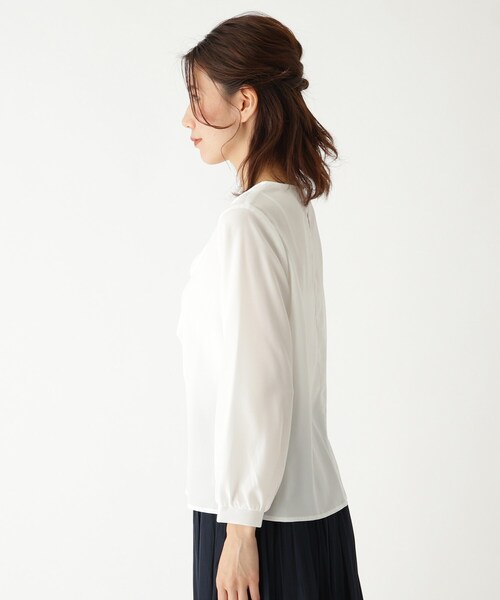 SOUP（スープ）の「◆INNOWAVE ジョーゼットラッフルブラウス（シャツ/ブラウス・レディース・オフホワイト/ライトブルー・11/15 /13/09/07）」の5枚目の写真