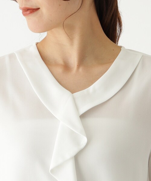 SOUP（スープ）の「◆INNOWAVE ジョーゼットラッフルブラウス（シャツ/ブラウス・レディース・オフホワイト/ライトブルー・11/15 /13/09/07）」の7枚目の写真