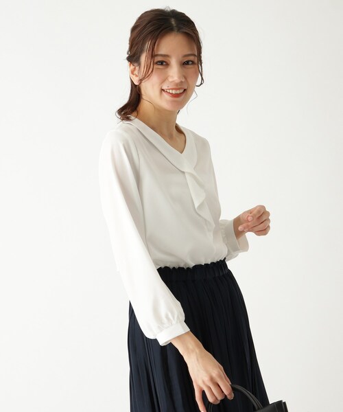 SOUP（スープ）の「◆INNOWAVE ジョーゼットラッフルブラウス（シャツ/ブラウス・レディース・オフホワイト/ライトブルー・11/15 /13/09/07）」の11枚目の写真