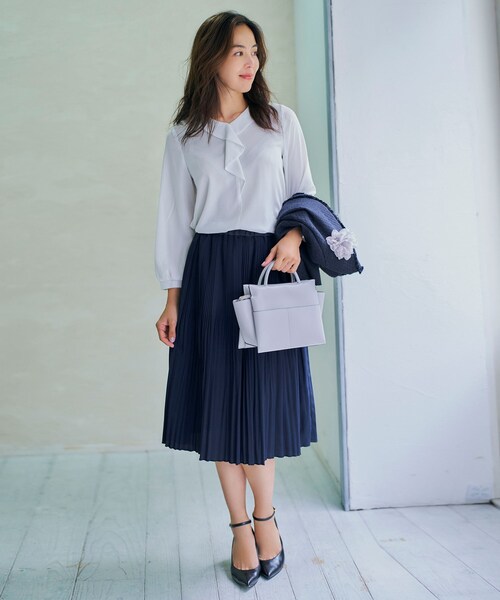 SOUP（スープ）の「◆INNOWAVE ジョーゼットラッフルブラウス（シャツ/ブラウス・レディース・オフホワイト/ライトブルー・11/15 /13/09/07）」の13枚目の写真