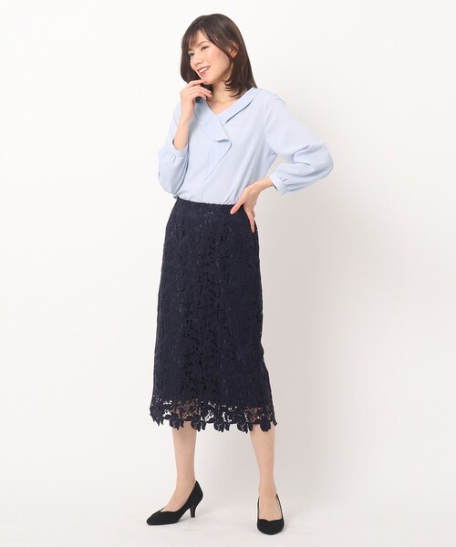 SOUP（スープ）の「◆INNOWAVE ジョーゼットラッフルブラウス（シャツ/ブラウス・レディース・オフホワイト/ライトブルー・11/15 /13/09/07）」の15枚目の写真