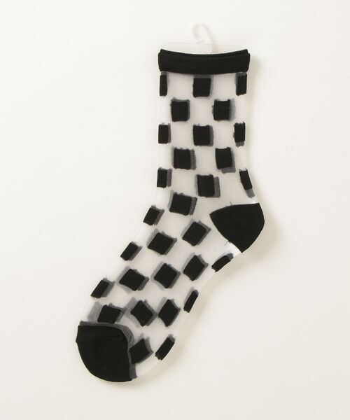 SHIZUTA（シズタ）の「SZT:レディース シースルー ドット　リボン　市松模様 ソックス（ソックス/靴下・レディース・ホワイト/ブラック/ホワイト系/ホワイト系1/ホワイト系2/ホワイト系3/ブラック系/ブラック系1/ブラック系2・FREE）」の12枚目の写真