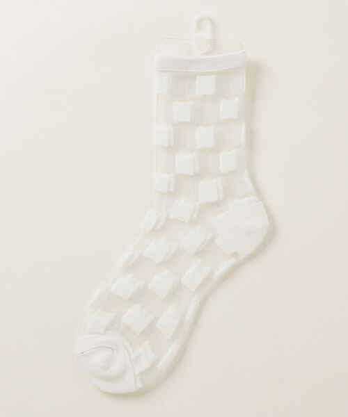 SHIZUTA（シズタ）の「SZT:レディース シースルー ドット　リボン　市松模様 ソックス（ソックス/靴下・レディース・ホワイト/ブラック/ホワイト系/ホワイト系1/ホワイト系2/ホワイト系3/ブラック系/ブラック系1/ブラック系2・FREE）」の13枚目の写真