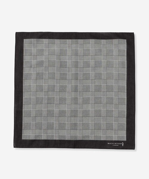 MACKINTOSH LONDON(マッキントッシュ ロンドン)の「グレンチェック柄プリントハンカチ(ハンカチ/ハンドタオル・メンズ・ダークブラウン/ブラック・FREE)」の1枚目の写真
