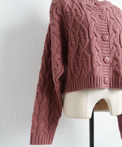 tocco closet(トッコ クローゼット)の「【ZOZO限定】ケーブル編みショート丈カーディガン(カーディガン/ボレロ・レディース・ブラック/ベージュ/ピンク・M)」の8枚目の写真