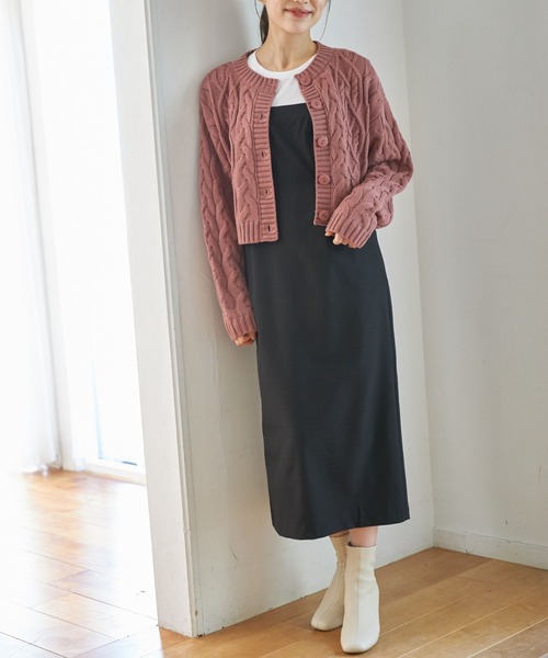 tocco closet(トッコ クローゼット)の「【ZOZO限定】ケーブル編みショート丈カーディガン(カーディガン/ボレロ・レディース・ブラック/ベージュ/ピンク・M)」の21枚目の写真