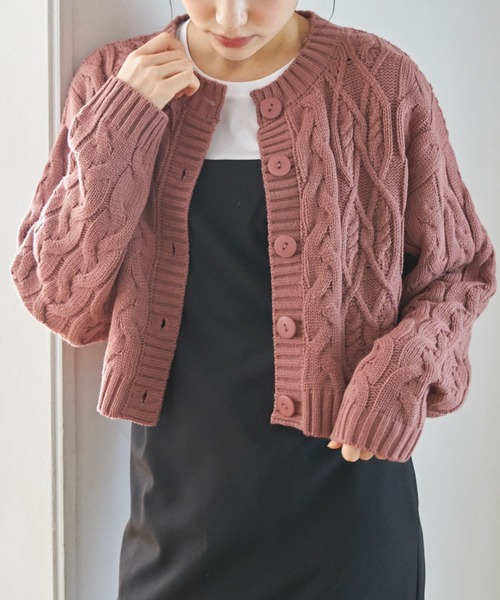 tocco closet(トッコ クローゼット)の「【ZOZO限定】ケーブル編みショート丈カーディガン(カーディガン/ボレロ・レディース・ブラック/ベージュ/ピンク・M)」の16枚目の写真