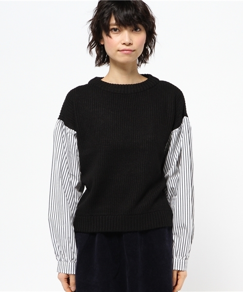 Chico（チコ）の「袖切替ざっくりニット（ニット/セーター・レディース・ホワイト/グレー/ダークグリーン/ブラック・FREE）」の5枚目の写真