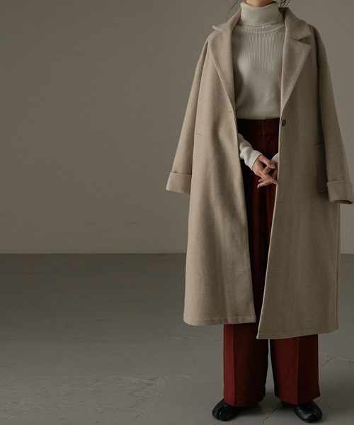 Fashion Letter（ファッションレター）の「バックタックロングチェスターコート（チェスターコート・レディース・ブラック/ベージュ/ブラウン/ブルー/ブラウン系その他・M）」の12枚目の写真