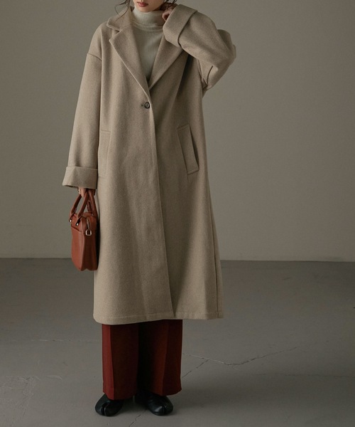 Fashion Letter（ファッションレター）の「バックタックロングチェスターコート（チェスターコート・レディース・ブラック/ベージュ/ブラウン/ブルー/ブラウン系その他・M）」の14枚目の写真