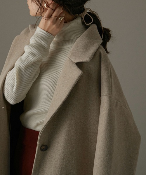 Fashion Letter（ファッションレター）の「バックタックロングチェスターコート（チェスターコート・レディース・ブラック/ベージュ/ブラウン/ブルー/ブラウン系その他・M）」の16枚目の写真