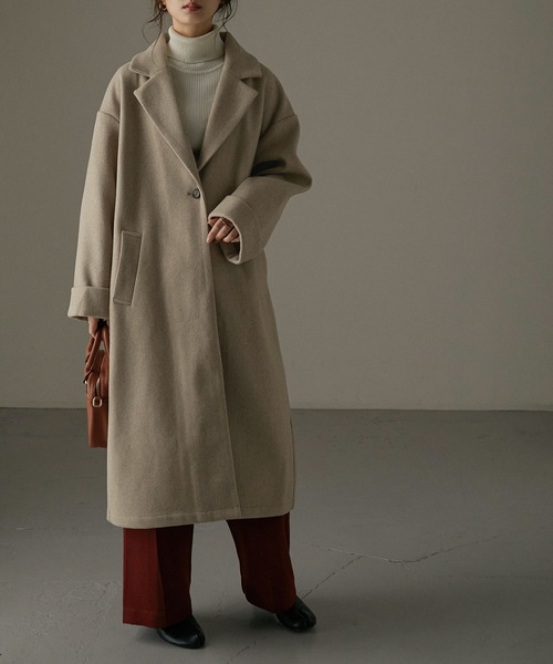 Fashion Letter（ファッションレター）の「バックタックロングチェスターコート（チェスターコート・レディース・ブラック/ベージュ/ブラウン/ブルー/ブラウン系その他・M）」の19枚目の写真